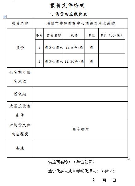 淄博市特殊教育中心桶裝飲用水采購詢價通告